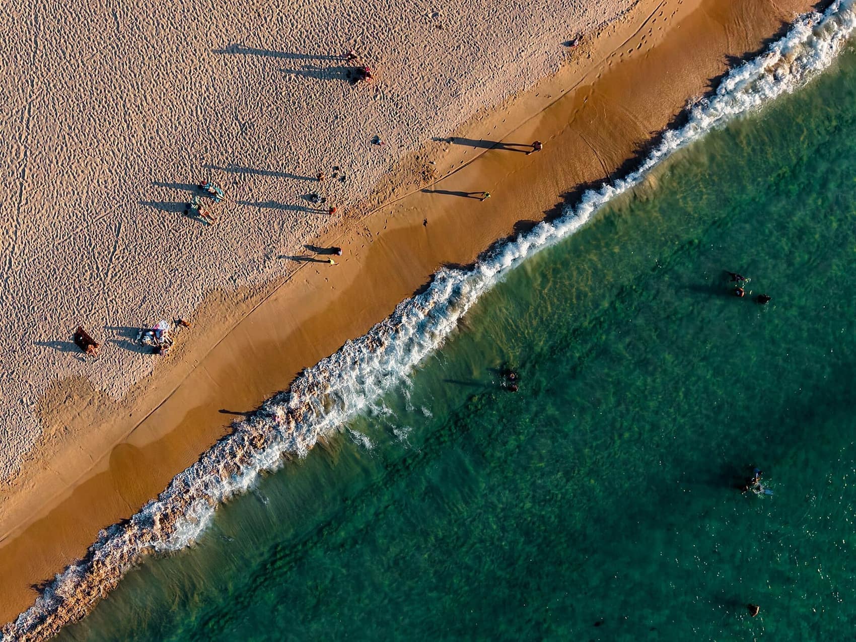 Nacpan Beach from the air: four kilometres of gold sand and almost nobody on it
