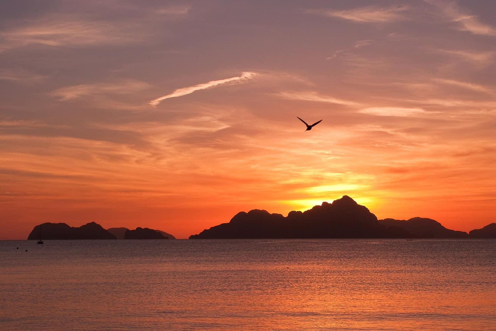 Sunset over the Bacuit Bay islands: the view from the Corong-Corong side of town
